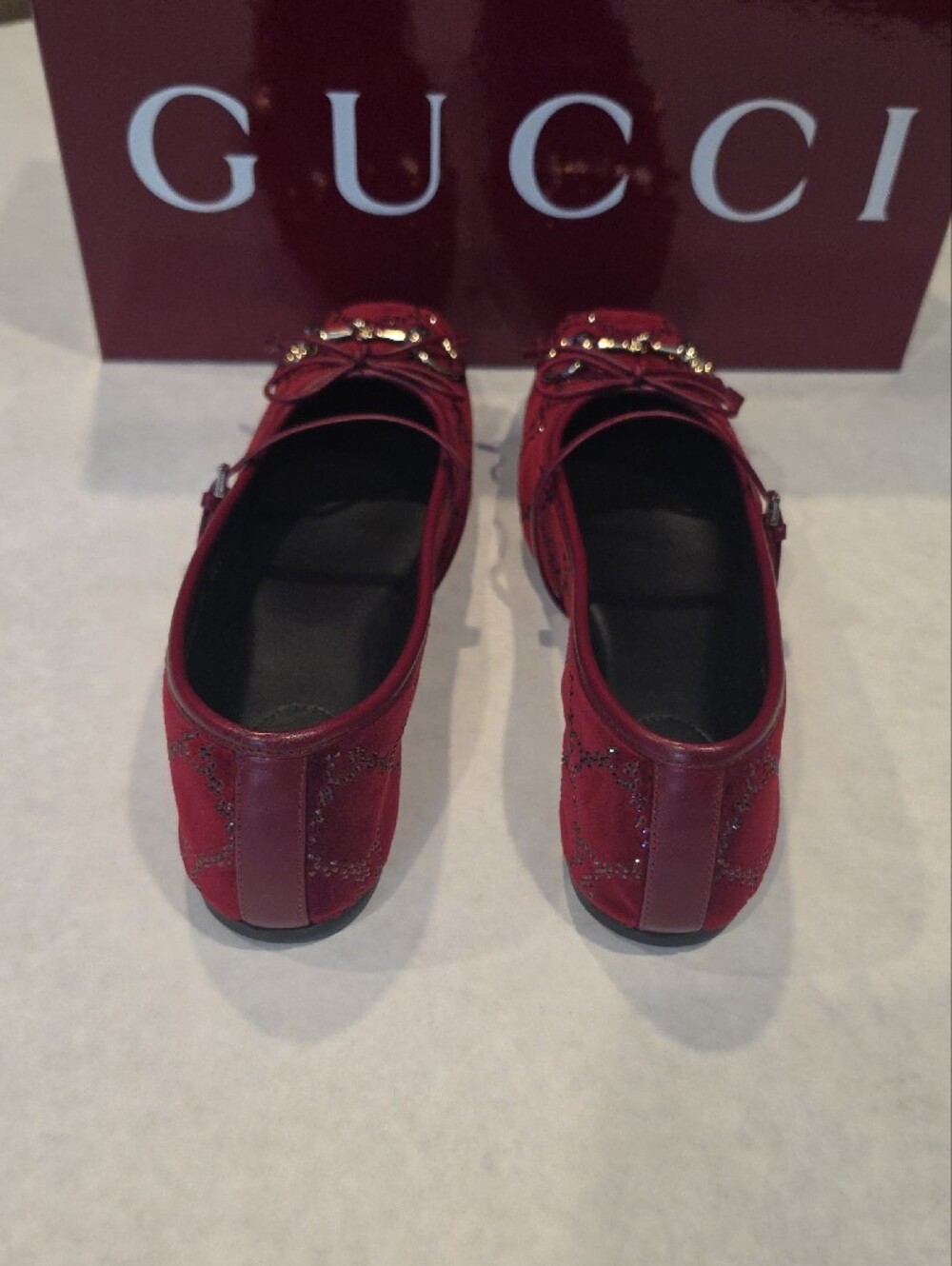Gucci Burgundy Velvet Horsebit Mary Jane Flats - Picture 7 of 7